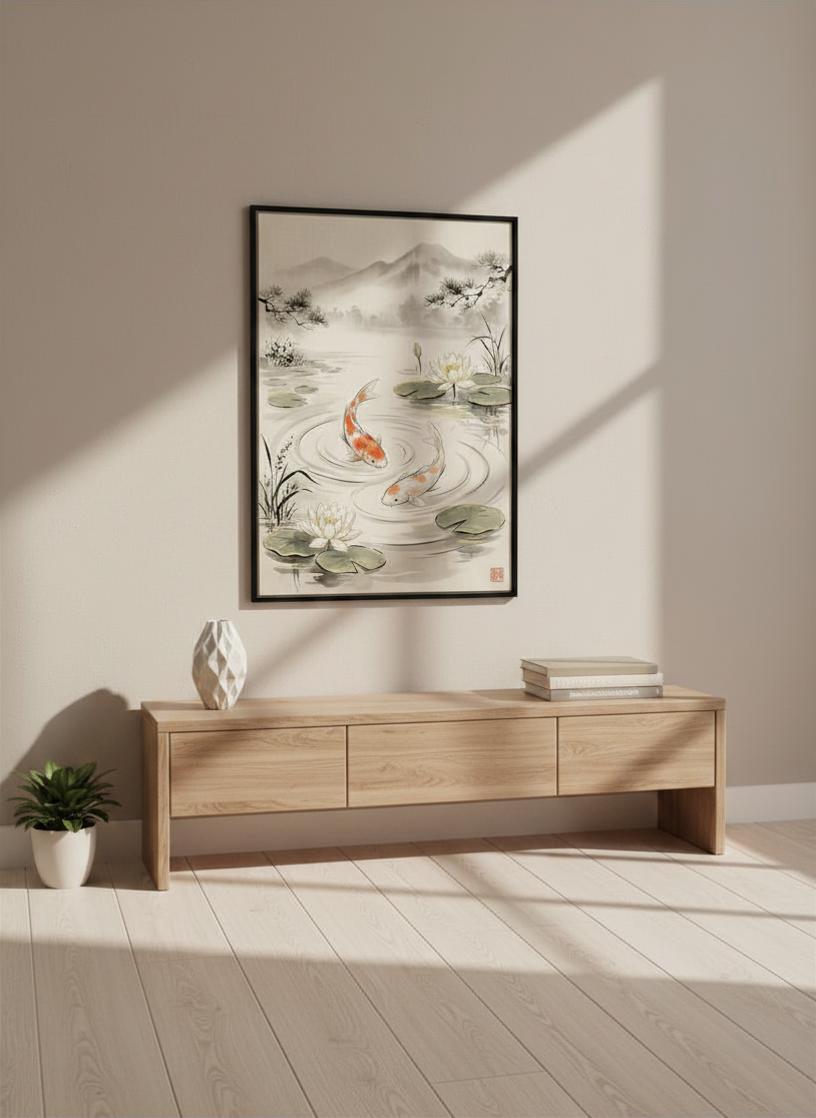 Japanese Koi Fish Wall Art Print | Zen Japandi Decor | Digital Download ...