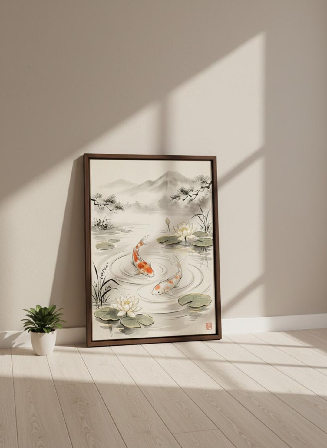 Japanese Koi Fish Wall Art Print | Zen Japandi Decor | Digital Download ...