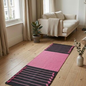 Esterilla de yoga de algodón orgánico, tejida a mano, natural, para meditación y ejercicio (60 x 180 cm). imagen 4