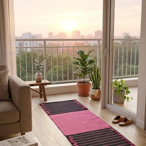 Esterilla de yoga de algodón orgánico, tejida a mano, natural, para meditación y ejercicio (60 x 180 cm). imagen 3