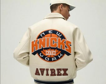 Kith & AVIREX For The New York Knicks Icon Jacket Sandrift  | Leather Jacket