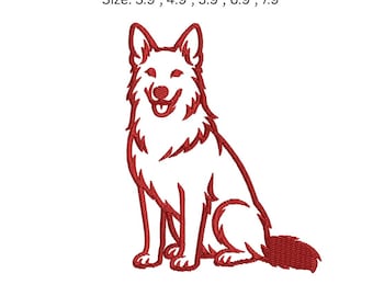 Broderidesign för schäfer, hundkonturmönster, minimalistisk broderikonst för husdjursälskare digital nedladdning