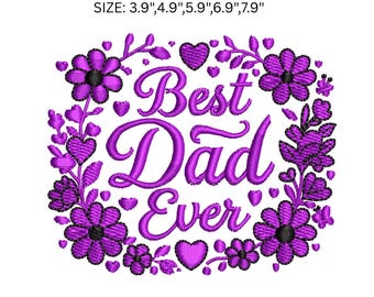 Broderidesign för bästa pappa någonsin, broderifil för fars dag, broderimönster för pappacitat, maskinbroderidesign, PES DST JEF