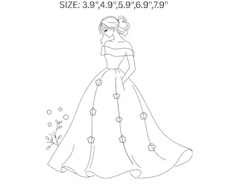 Disegno per ricamo della sposa, file per ricamo dell'abito da sposa, disegno floreale della sposa, ricamo a macchina per abiti da sposa, PES DST JEF VP3