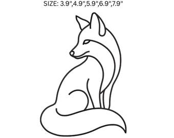 Minimalist Fox Embroidery Design, Woodland Fox Outline, Animal Machine Embroidery File, Pes Dst Jef Vp3 Hus Exp Xxx Sew