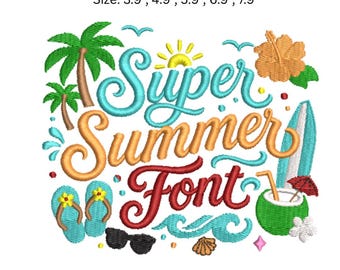 Supersommarbroderidesign | Strandsommartypsnitt Maskinbroderifil | Semesterskjortadesign