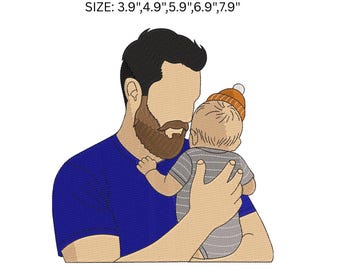 Pappa och bebis broderidesign, fars dag broderifil, pappa kärlek maskinbroderimönster, digital nedladdning Pes Dst Jef