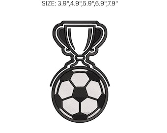 Disegno per ricamo di un trofeo di calcio, file per ricamo a macchina di una medaglia da calcio, logo premio di calcio PES DST JEF