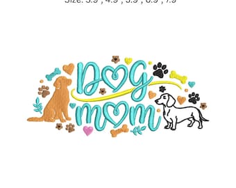 Broderidesign för hundmamma | Broderifil för söt hundälskare | Maskinbroderimönster för husdjursmamma för skjortor