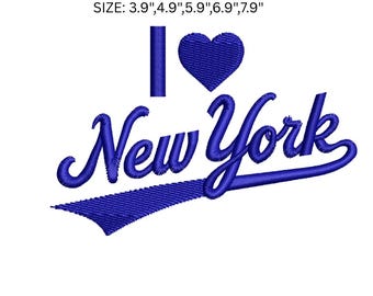 Jag älskar New York broderidesign, New York broderifil, broderimönster för resor till New York, maskinbroderi för stadsälskare.