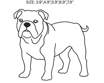 Disegno per ricamo di bulldog, file per ricamo di bulldog inglese, schema per ricamo a macchina di cane, PES DST JEF VP3