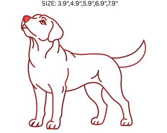 Labrador Retriever Outline Embroidery Design, Labrador Dog Embroidery File, Line Art Machine Embroidery, PES DST JEF VP3