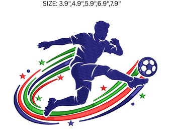 Disegno per ricamo calcistico, file per ricamo giocatore di calcio, modello per ricamo a macchina sportivo, pallone da calcio PES DST JEF VP3
