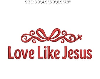 Kärlek som Jesus broderidesign, kristen broderifil, troscitatmönster, religiöst maskinbroderi, PES DST