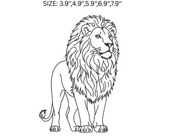 Lejonbroderidesign, majestätiskt lejon maskinbroderifil, djurmönster, safari lejonkonst, digital nedladdning