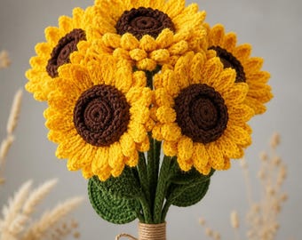 Crochet Sunflower Pattern Beginner Friendly | Amigurumi Flower with Leaves | Instant PDF Download | Home Decor Plush | DigitalDownload