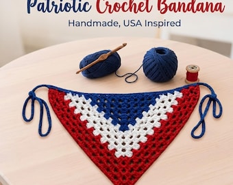 Patriotic Crochet Bandana Pattern | 4th of July Dog Bandana | Granny V-Stitch | 250th Anniversary America PDF