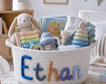 Gepersonaliseerde naammand Aangepast katoenen touw Opbergvak Organisator kinderkamer Babycadeau
