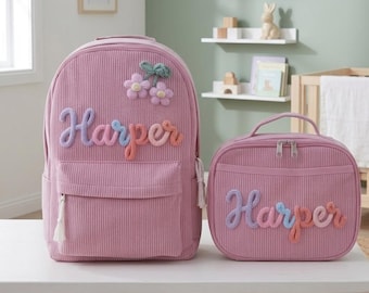 Personalized Name Backpack Lunch Bag Set Custom School Gear Toddler Kindergarten Gift