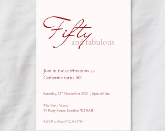 50th Birthday party invite Canva Template