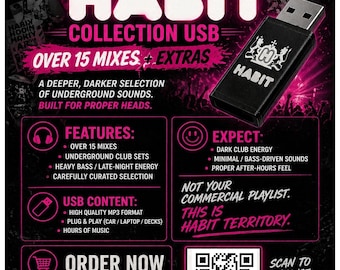 HABIT Collection USB – Över 15 mixar + extramaterial | Underground Club-set | Mörk minimal/basmusik