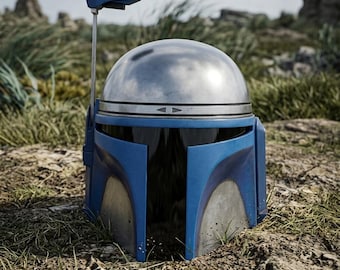 Mandalorian Jango Fett Helmet | Handmade Star Wars Inspired Cosplay Helmet | Wearable Armor Prop Fan-Made Sci-Fi Costume Collector Display