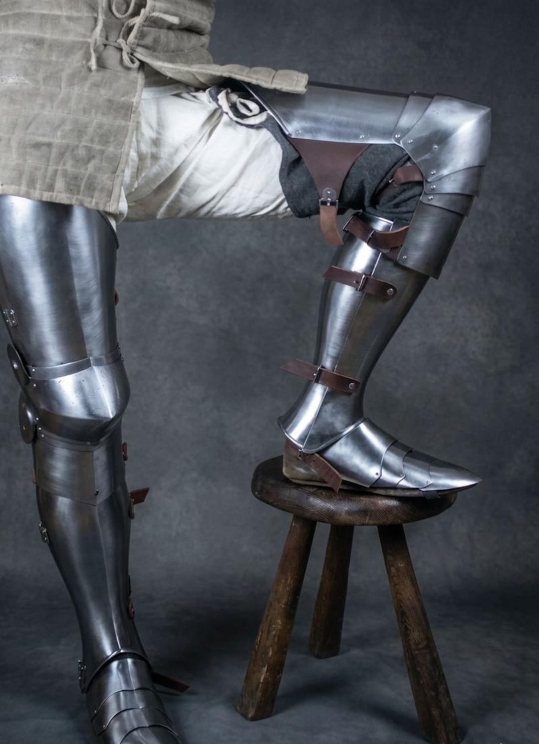 Medieval Steel Leg Armor Full Gothic Cuisses, Greaves & Sabatons for ...
