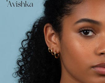 Minimalist Stainless Steel Hoop Earrings – Waterproof Tarnish Free Huggie Hoops (Silver/Gold)