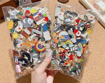 Assorted Enamel Pins Grab Bag, Mystery Mix for Jackets, Backpacks, Hats