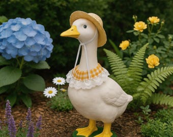 Porch Goose Outfit, Frühling Pastoral Strohhut-Plaid-Kragen-Dekoration