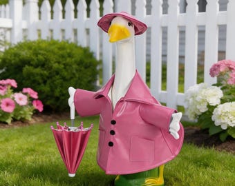 Porch Raincoat Goose Outfit, Regenmantel-Themen-Courtyard Goose Outfit, Regenmantel-Gans-Outfit im britischen Stil, erhältlich in Gelb und Pink