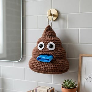 Poop Emoji Hundekotbeutelhalter Häkelanleitung, gehäkeltes Hundekotbeutelhalter Muster, Emoji Kotbeutelspender PDF, Instant Download