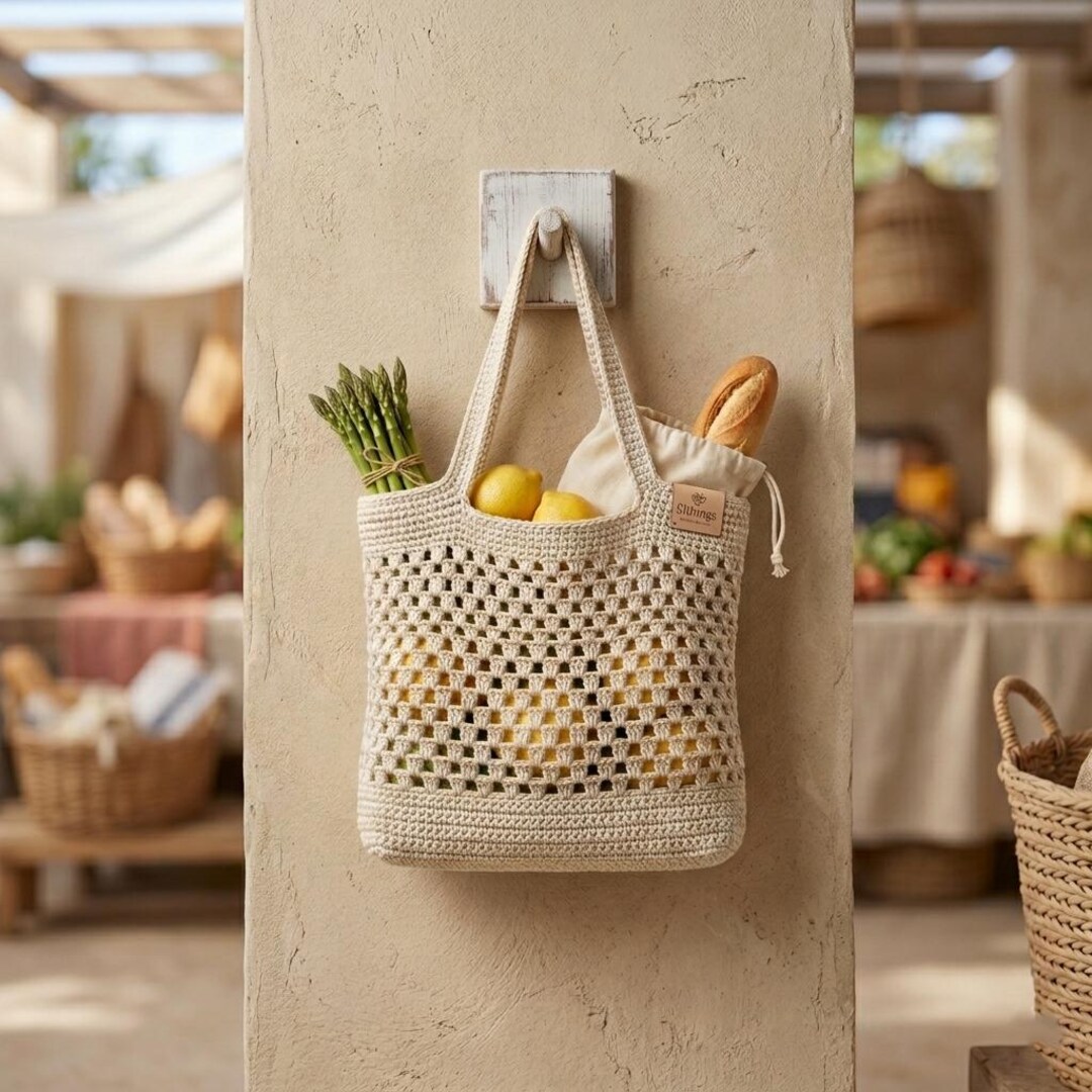 Crochet Mesh Market Tote Pattern PDF, Mesh Tote Bag Crochet Pattern ...