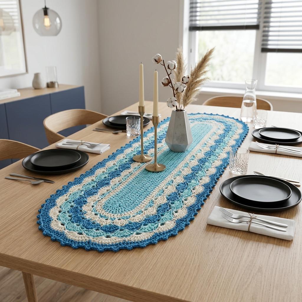 38 Table Runner Crochet Patterns to Refresh Your Home with Handmade Texture 10 Elegant Oval Crochet Table Runner