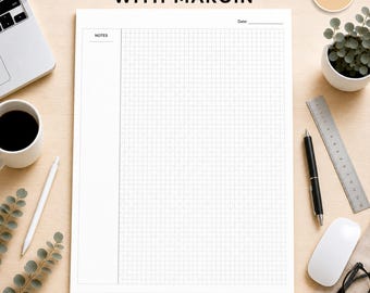 Printbaar grafiekpapier met marges, rasterpapier in PDF-formaat, notitiepapier voor studenten, grafiekpapier voor ingenieurs.