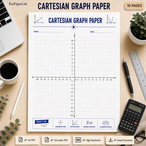 Cartesian Graph Paper Printable Bundle, XY Graph Paper, Coordinate Plane Printable, Cartesian Plane Worksheet, Math Graph Paper PDF