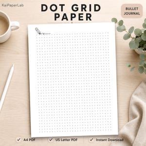 Printbaar PDF-bestand met stippenrasterpapier, Bullet Journal-papier, Notitieboekpagina's met stippenraster, Gestippeld papier, Printbaar voor Bullet Journal, Digitale download