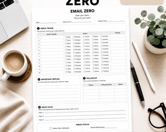 PDF imprimible para eliminar el correo electrónico / Planificador de bandeja de entrada / Organizador de correo electrónico / Planificador de productividad / Plantilla imprimible para el flujo de trabajo de oficina / Descarga instantánea