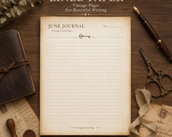 Papel rayado para diario de estilo vintage (PDF imprimible) / Páginas de diario vintage / Papel de escribir antiguo / Diario de estilo vintage imprimible / Papelería vintage A4