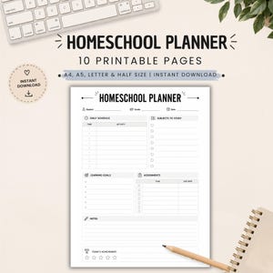 Agenda per l'istruzione domiciliare stampabile, programma delle lezioni per l'istruzione domiciliare, orario per l'istruzione domiciliare in PDF, pianificatore per l'istruzione domiciliare, formato A4 US Letter