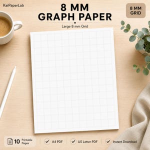8mm Graph Paper Printable PDF, Large Grid Paper, US Letter Graph Paper, Math Worksheet, Engineering Grid Paper, Digital Download