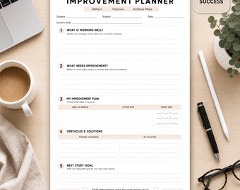 Lernplaner (PDF zum Ausdrucken) | Arbeitsblatt zur Lernverbesserung | Studienerfolgsplaner | Reflexionsbogen zum Lernen (zum Ausdrucken) | Akademisches Ziel