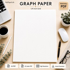 1/4 Inch Graph Paper, Printable Grid PDF (Instant Download)