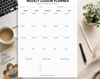 Planificador semanal de lecciones para educación en casa (PDF imprimible) / Planificador semanal de educación en casa / Plan de lecciones semanal / Horario de educación en casa / Planificador A4