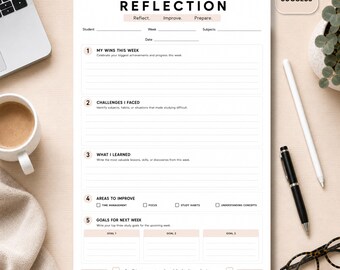Wöchentliches Lernreflexionsblatt | Lernplaner für Schüler (PDF-Download)
