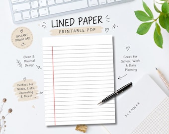 Wide Ruled Lined Paper, Printable Notebook, Journal Writing (Digital Download)