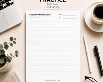 Papel para practicar la escritura a mano (PDF imprimible) / Papel para practicar la escritura a mano / Papel para escribir imprimible / Papel para escribir para primaria / Hoja de trabajo de escritura a mano tamaño A4