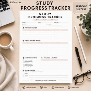 Planilha de Acompanhamento do Progresso Acadêmico em PDF para Imprimir | Acompanhamento do Progresso do Aluno | Acompanhamento de Metas de Estudo | Planilha de Progresso Acadêmico | Planejador de Estudos para Imprimir
