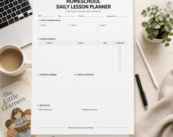 Planificador diario de lecciones para la educación en casa (PDF imprimible) / Planificador para la educación en casa / Plan de lecciones diarias / Planificador de lecciones imprimible / Horario para la educación en casa