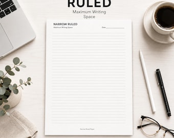 Papel rayado estrecho imprimible en PDF / Papel para cuaderno rayado estrecho / Papel rayado imprimible / Papel para escribir / Apuntes imprimibles en formato A4